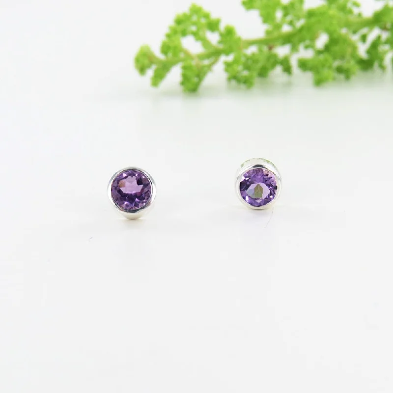 Amethyst Dot Post Earring