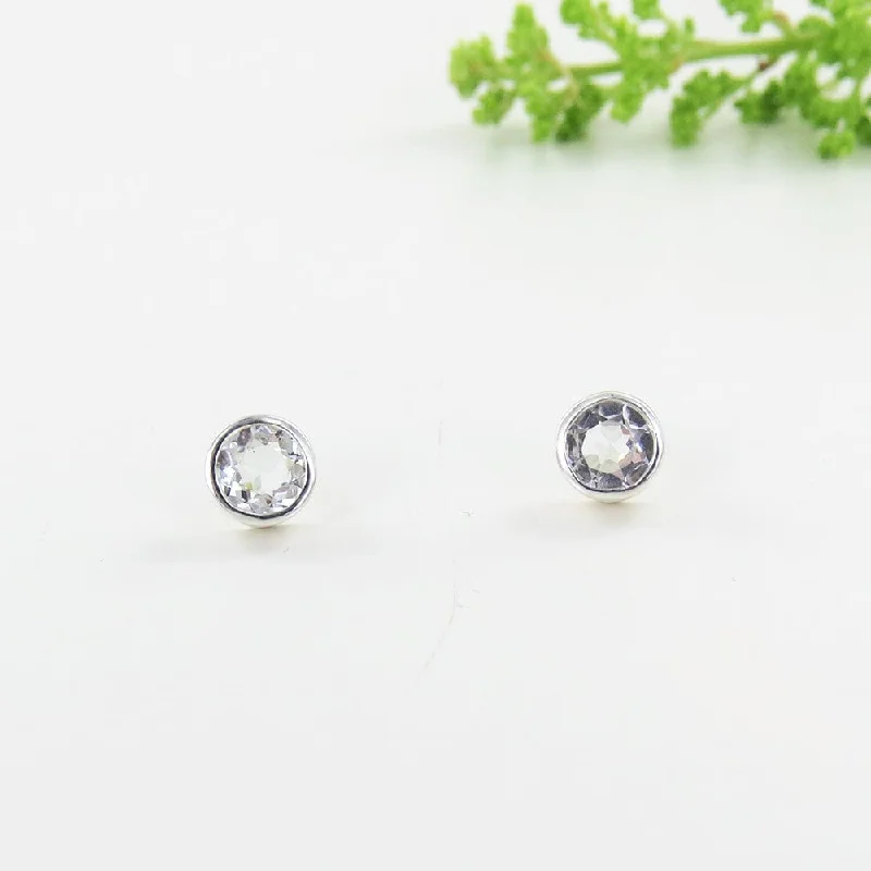 White Topaz Dot Post Earring