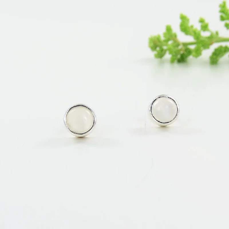 Moonstone Dot Post Earring