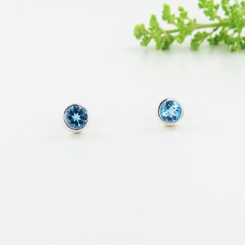 Swiss Blue Topaz Dot Post Earring