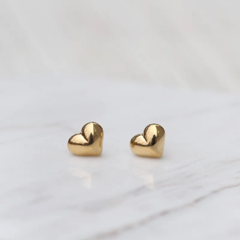 14K Puffed Heart Post Earring