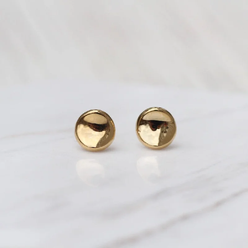 14k Gold Dapped Disk Post Earring