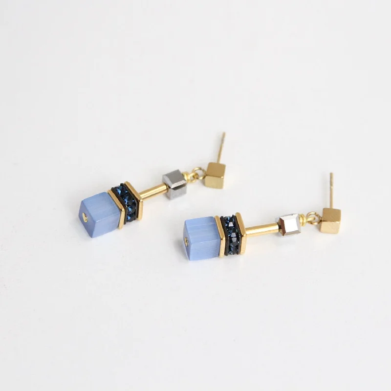 Blue Mix Geo Cube Earrings