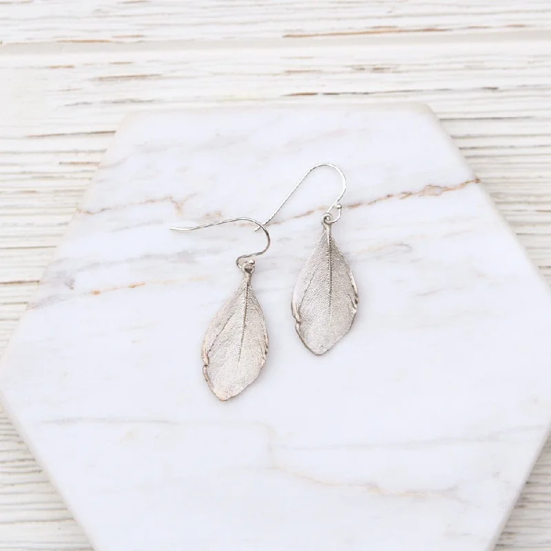 Feather Silver Finish Wire Earrings