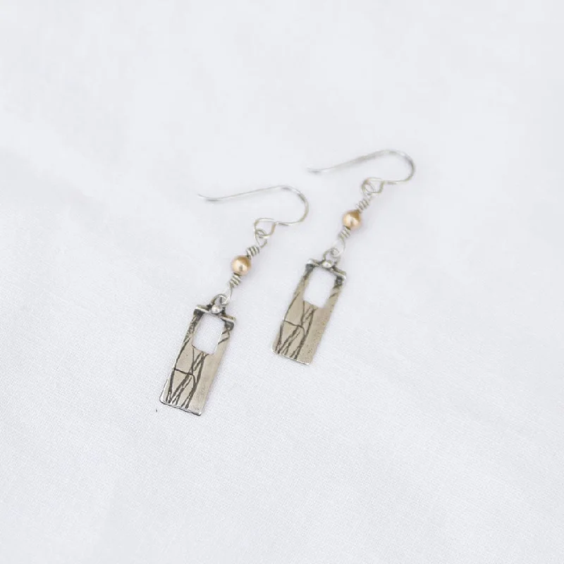 Open Rectangle Silver Earring