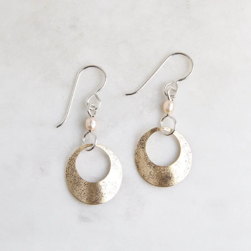 Petite Brass Open Disc, Slightly Folded Earring