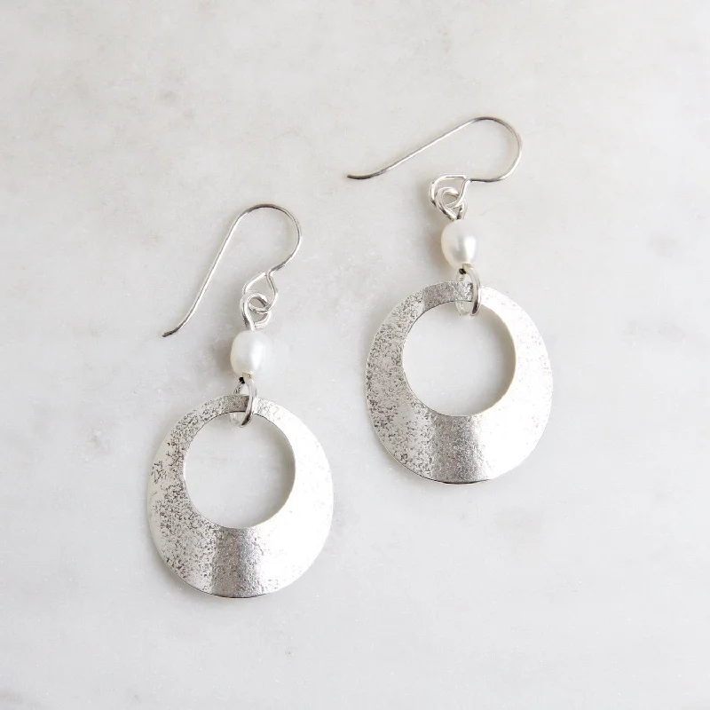 Sterling Silver Open Disc, Slightly Folded Earrings