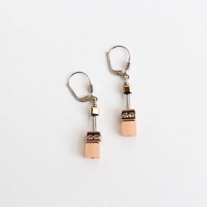 Peach Geo Cube Earrings