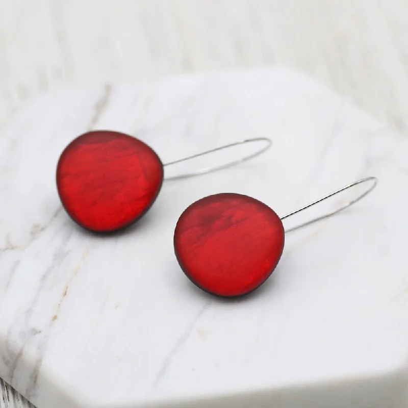 RED ROUND RESIN EARRING