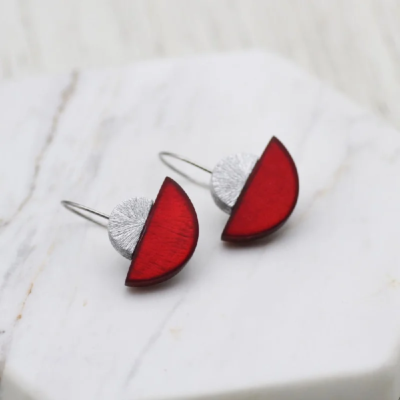 RED BLUE HALF MOON EARRING