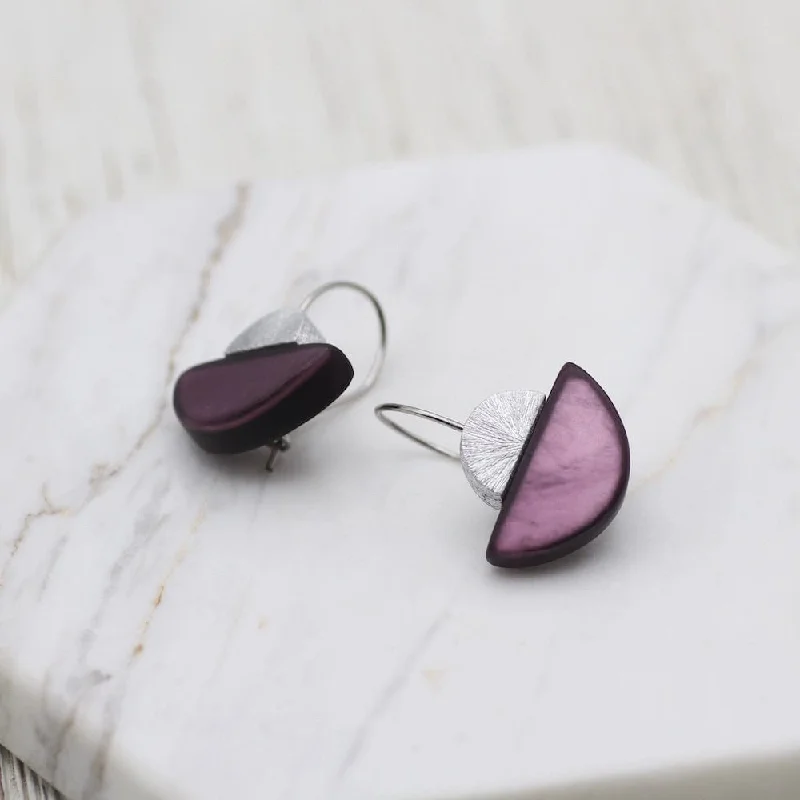 PURPLE BLUE HALF MOON EARRING