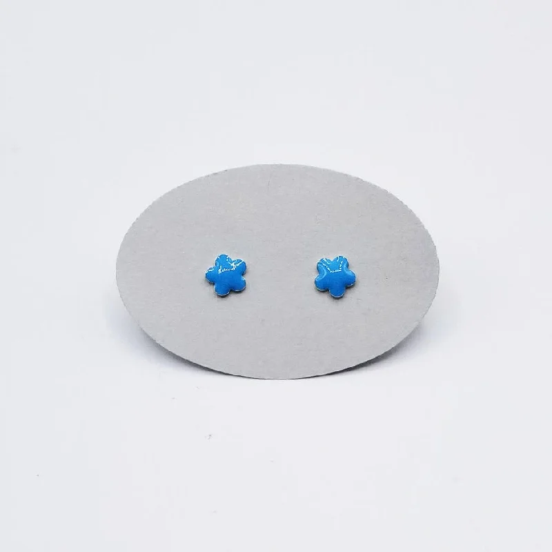 STERLING SILVER FLOWER LIGHT BLUE ENAMEL