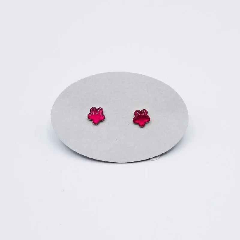 STERLING SILVER HOT PINK ENAMEL FLOWER POST