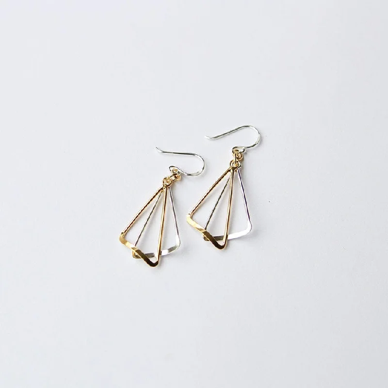 Silver & Gold Triangles Earring