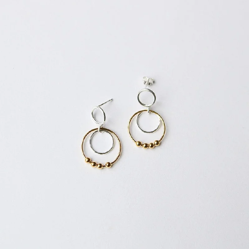 Silver and Gold Circles Earring