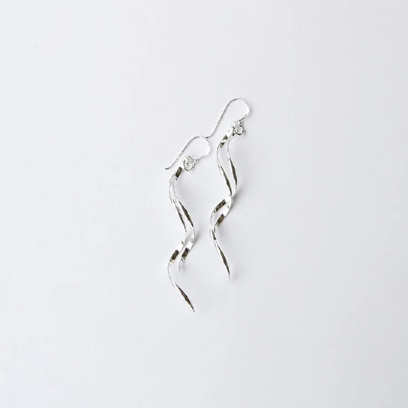 Long Silver Swirls Earring