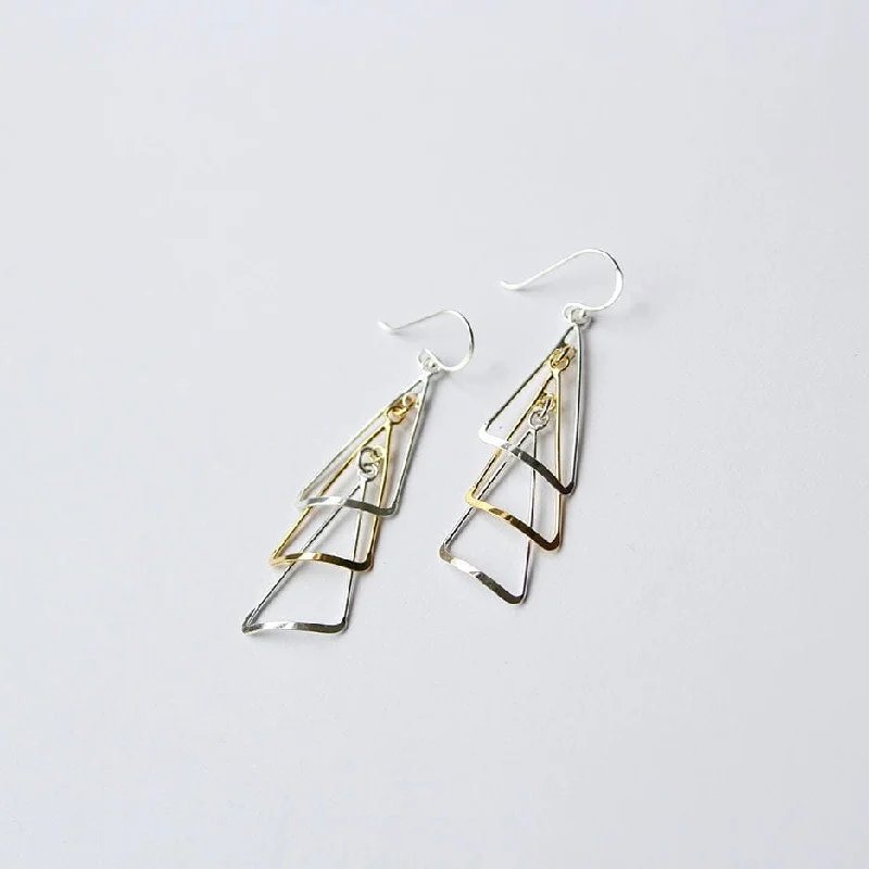 Silver & Gold Triangles Earrings