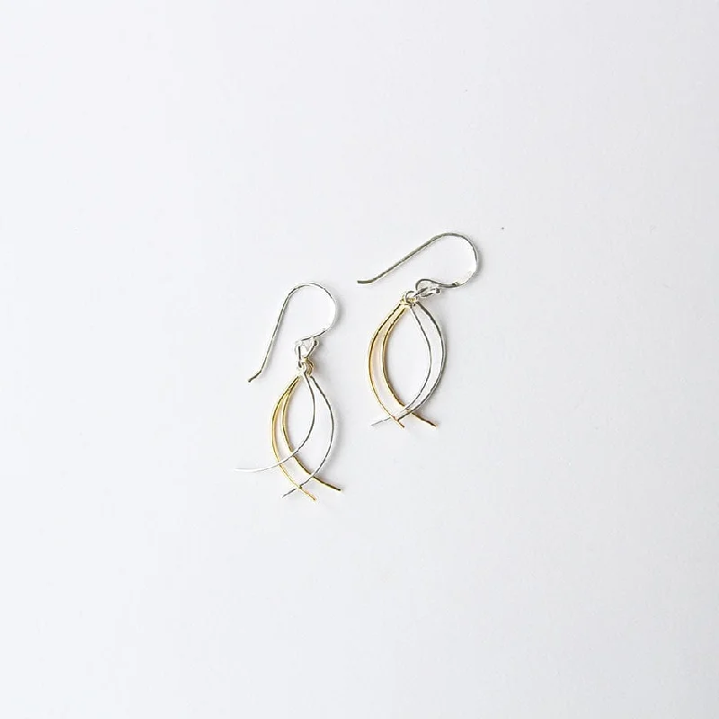 Short Gold & Silver Swirls Earring