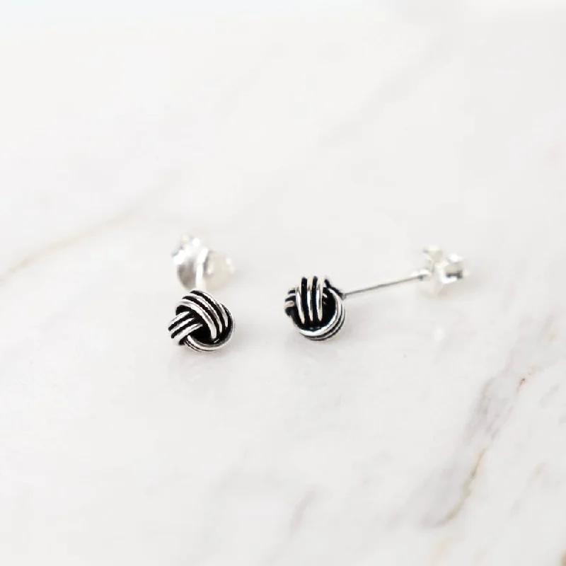 5mm Oxidized Sterling Silver Knot Earrings