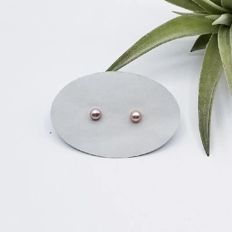 4mm Pink Freshwater Pearl Post Earrings