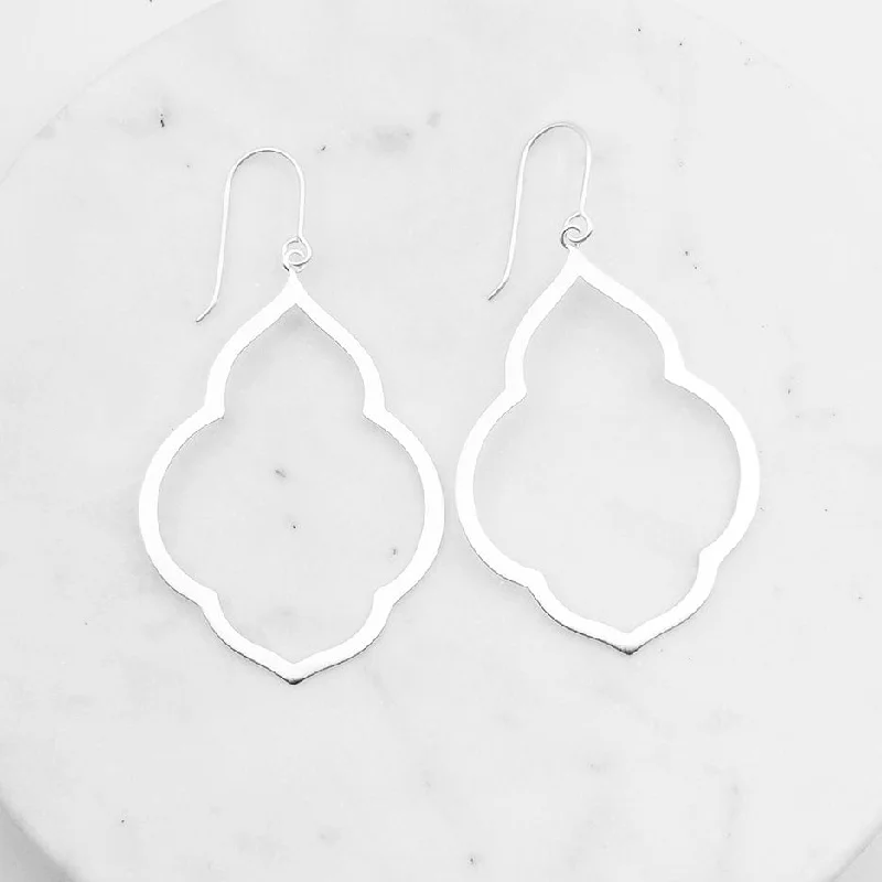 Brushed Sterling Silver Large Persian Window Earrings