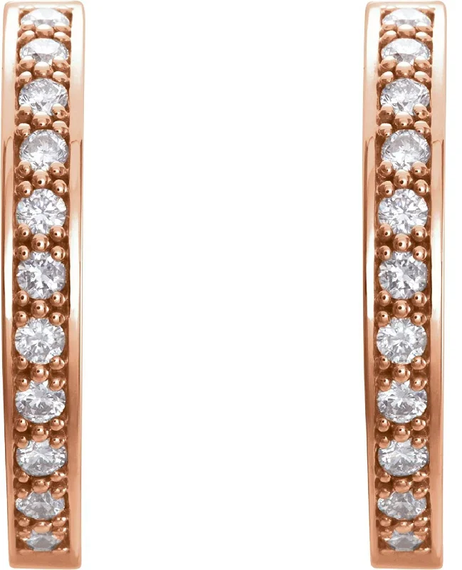 Diamond Inside-Outside Earrings, 14k Rose Gold (3/4 Ctw, Color G-H, Clarity I1)