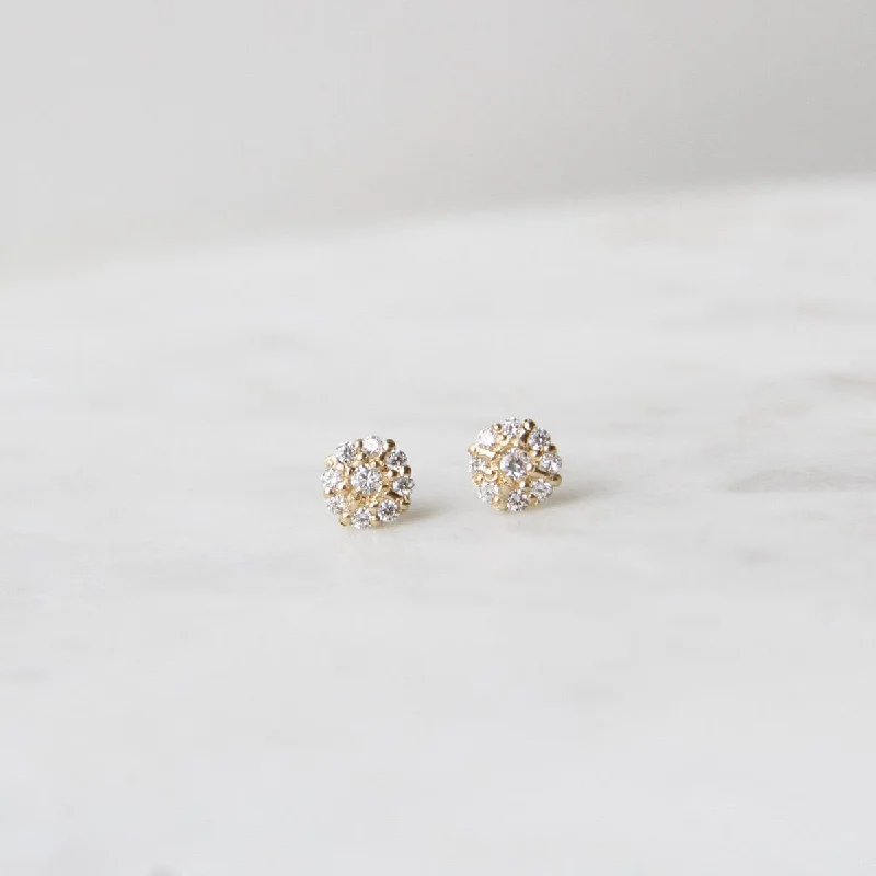 14k Yellow Gold CZ Disc Post Earring