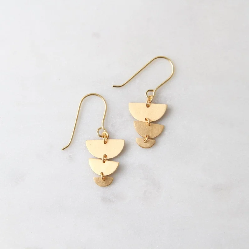 Brushed Vermeil Descending 1/2 Circles Earrings