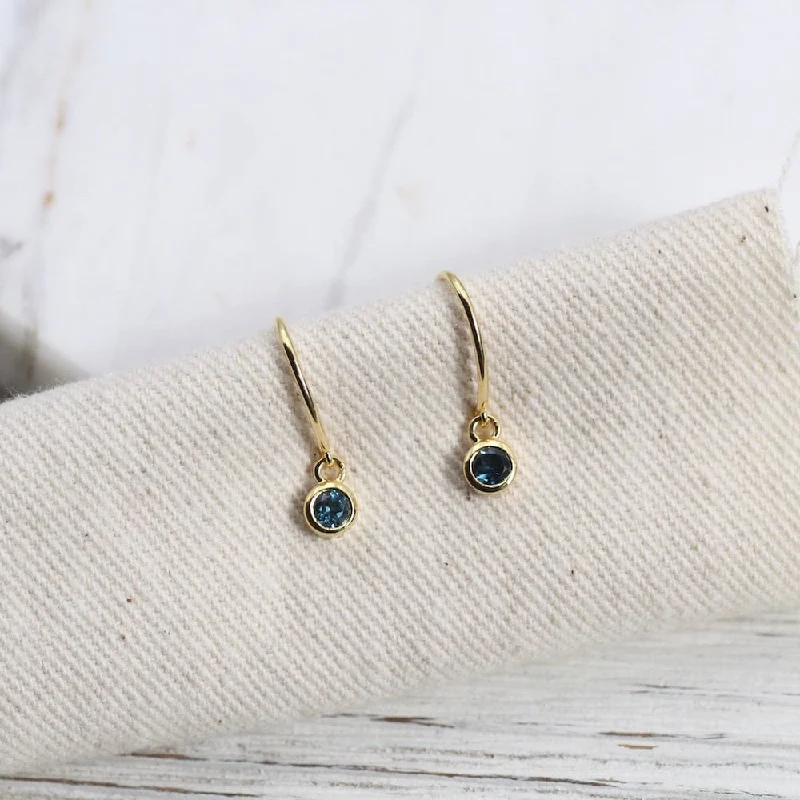 Gold Vermeil Oval Hook With Bezel Set London Blue Topaz