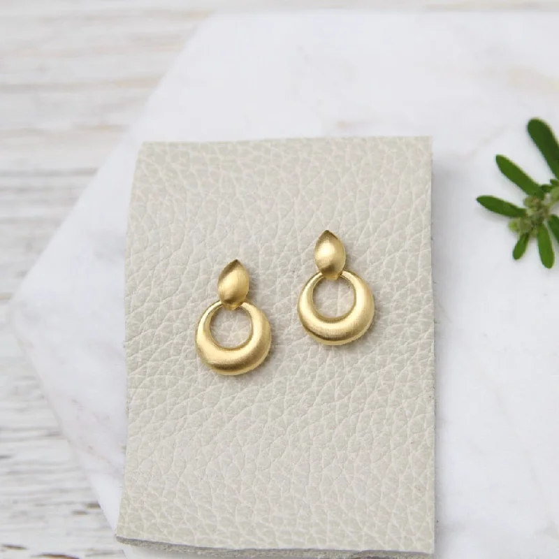 Brushed Gold Vermeil Puffed Door Knocker Earring