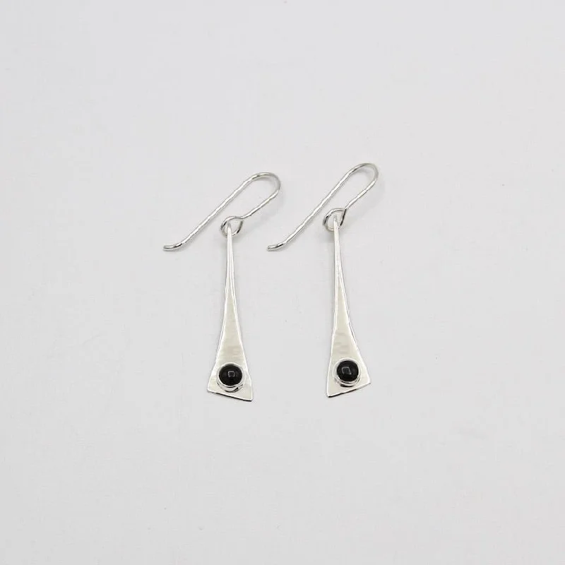 Elongated Triangle Earring with Onyx Cabochon