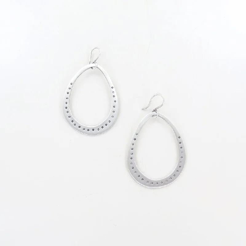 LARGE ORGANIC OVAL WITH ETCHED CIRCLES EARRINGS