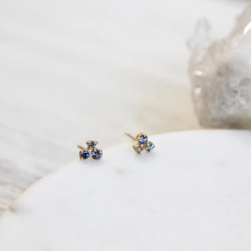 Cluster Trio Sapphire Earrings