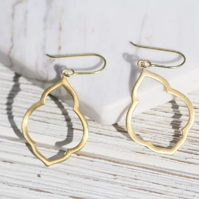 Brushed Gold Vermeil Small Persian Window Earrings