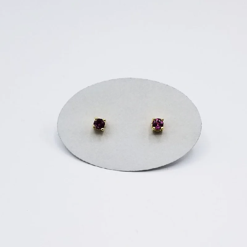 Mini Rhodolite Garnet Post Earring ~ Gold Plated