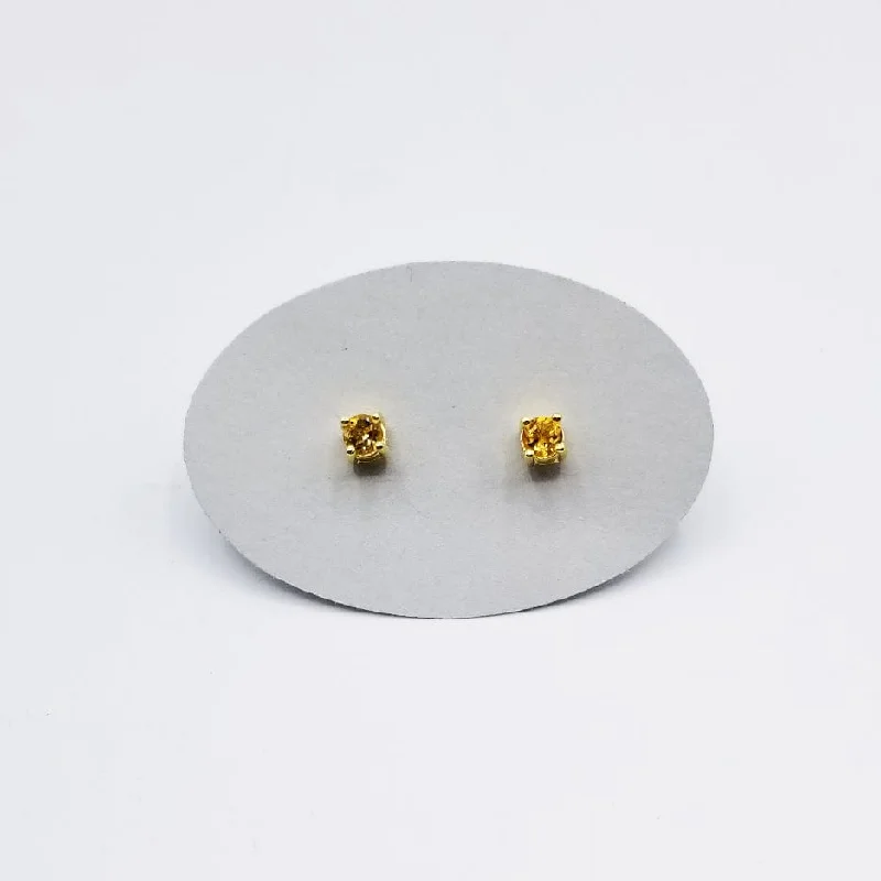 Mini Citrine Post Earring ~ Gold Plated