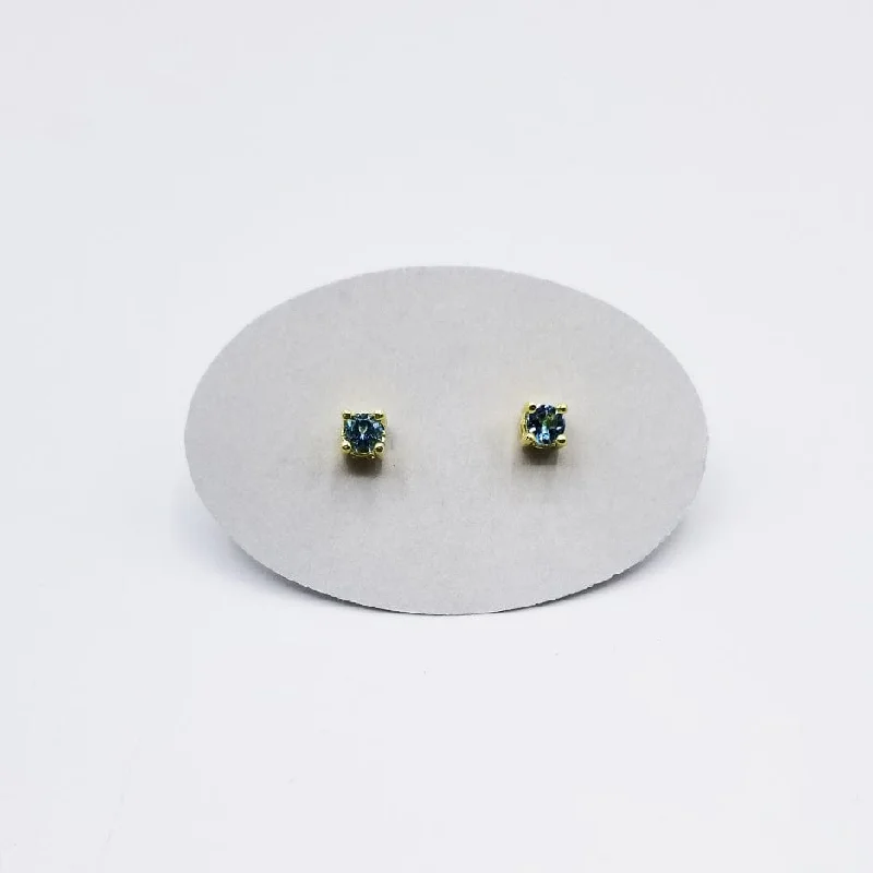 Mini Swiss Blue Topaz Post Earring ~ Gold Plated