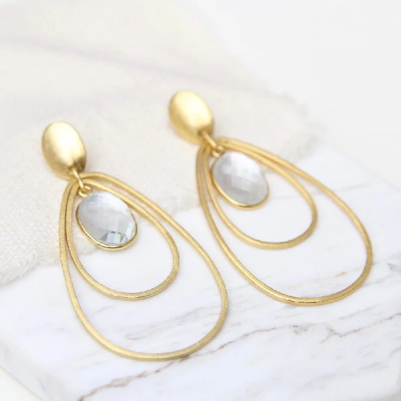 Double Oval Earring With Oval Mother Of Pearl Earring