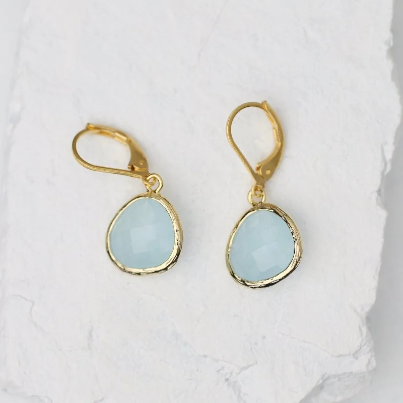 Gold Plated Alice Blue Crystal Lever Back Earrings