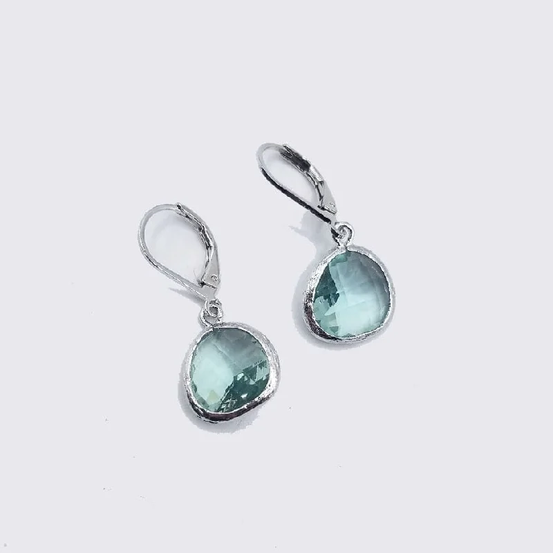 Sterling Silver Erinite Crystal Lever Back Earrings