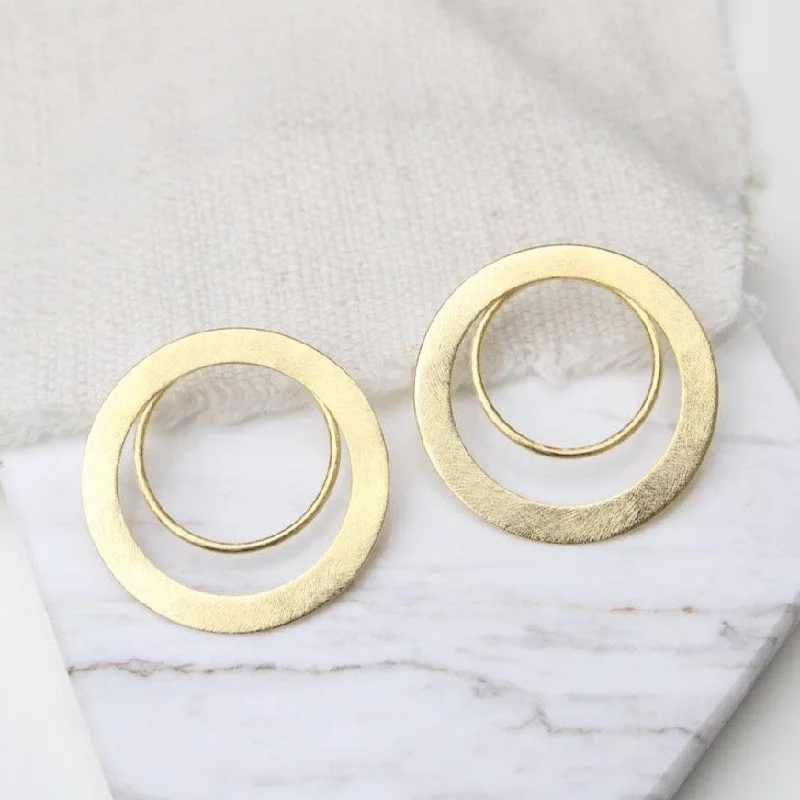 Wide Flat Double Circle Earring