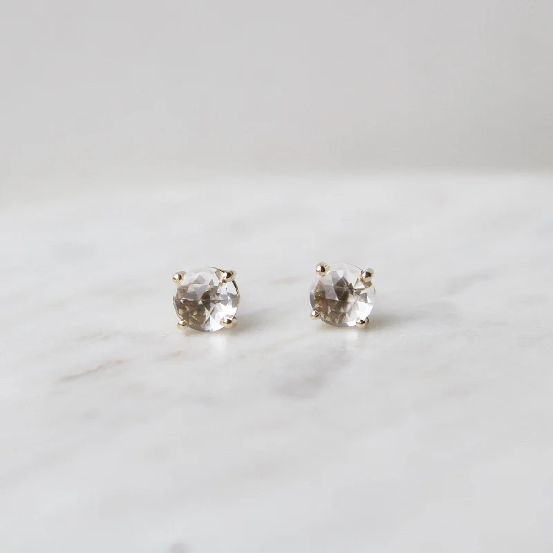 14k Gold and White Topaz Earring