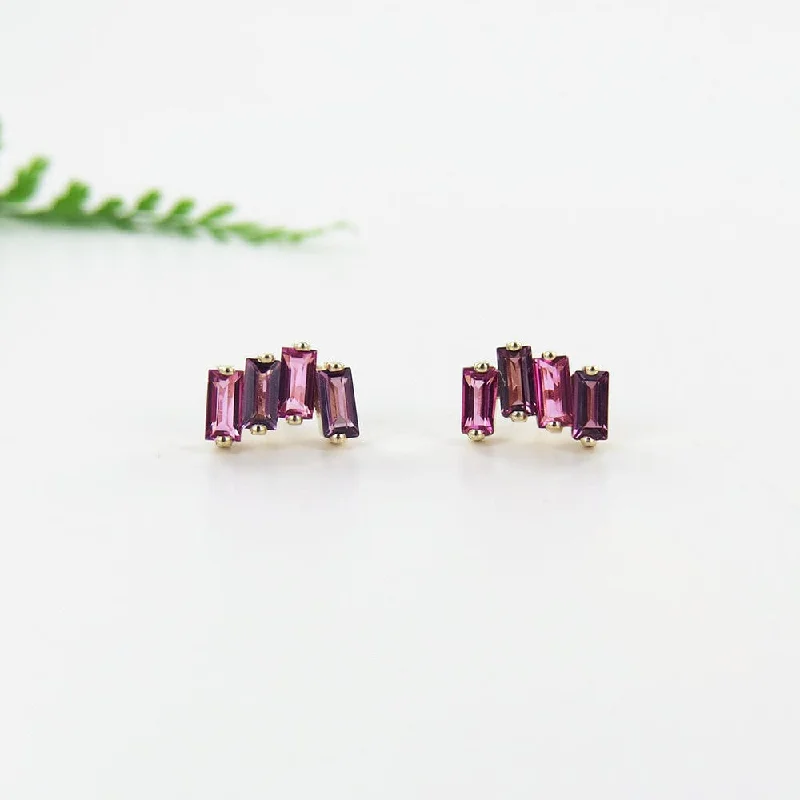 YELLOW GOLD PINK TOURMALINE AND RHODOLITE ZIG