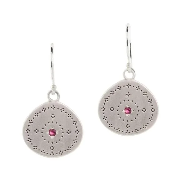 Silver Nostalgia Earrings in Ruby