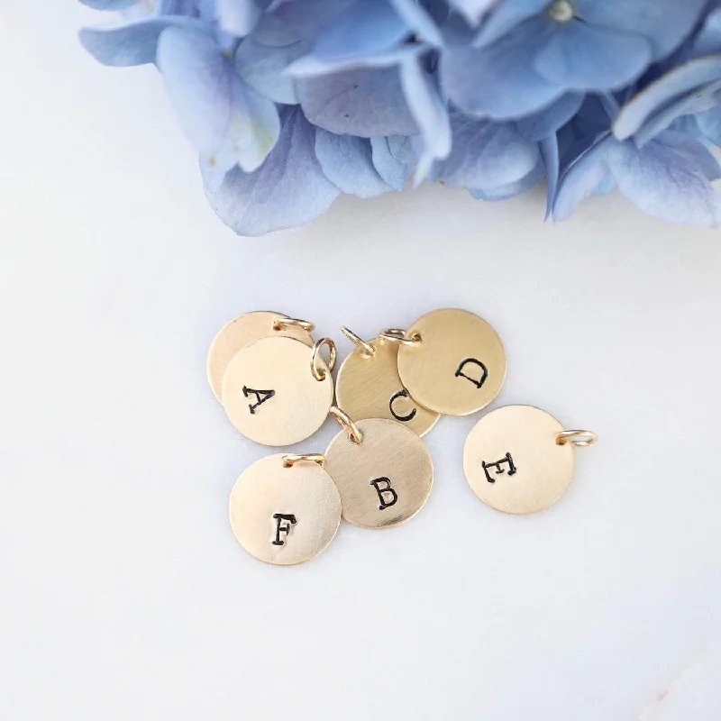 Small Gold Filled Hand Stamped Letter Charm