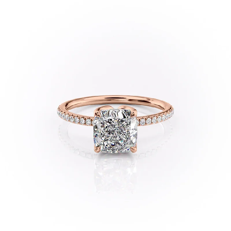 The Pave Lisa Set With A 1.5 Carat Cushion Moissanite