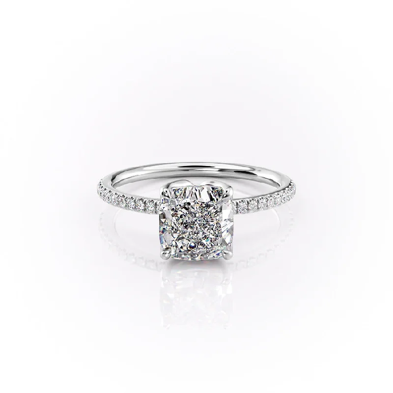 The Pave Lisa Set With A 1 Carat Cushion Moissanite