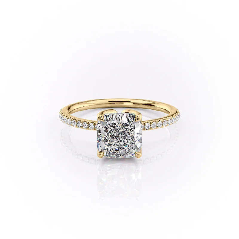 The Pave Lisa Set With A 2 Carat Cushion Moissanite