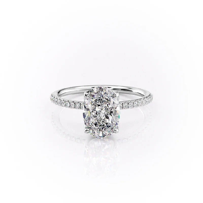 The Pave Lisa Set With A 1.5 Carat Oval Moissanite