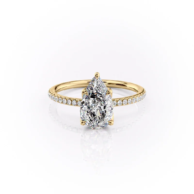 The Pave Lisa Set With A 5 Carat Pear Moissanite